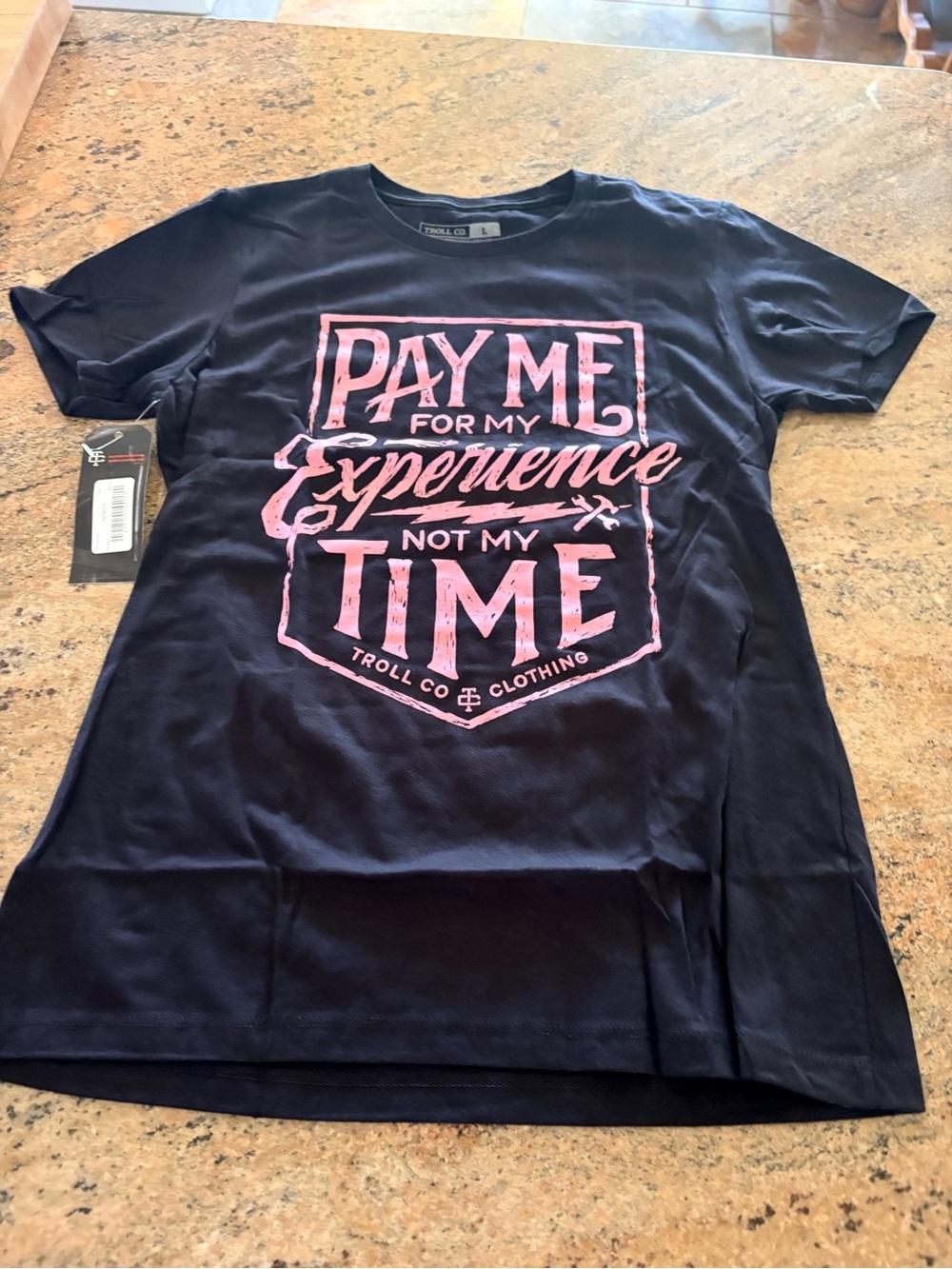TROLL CO Black Short-Sleeve Graphic Tee with Pink Print